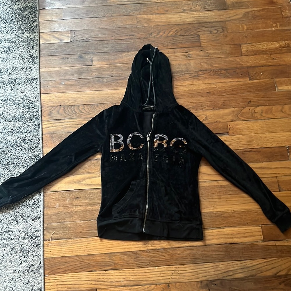 BCBGMAXAZRIA Black Velour Jacket w/ Bling (Size: S)